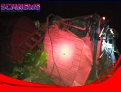 Satu Unit Truck Pertamina Masuk Jurang di Silaing Bawah