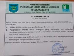 PDAM Sawahlunto Berikan Diskon dan Penghapusan Denda Sambut HUT ke-132